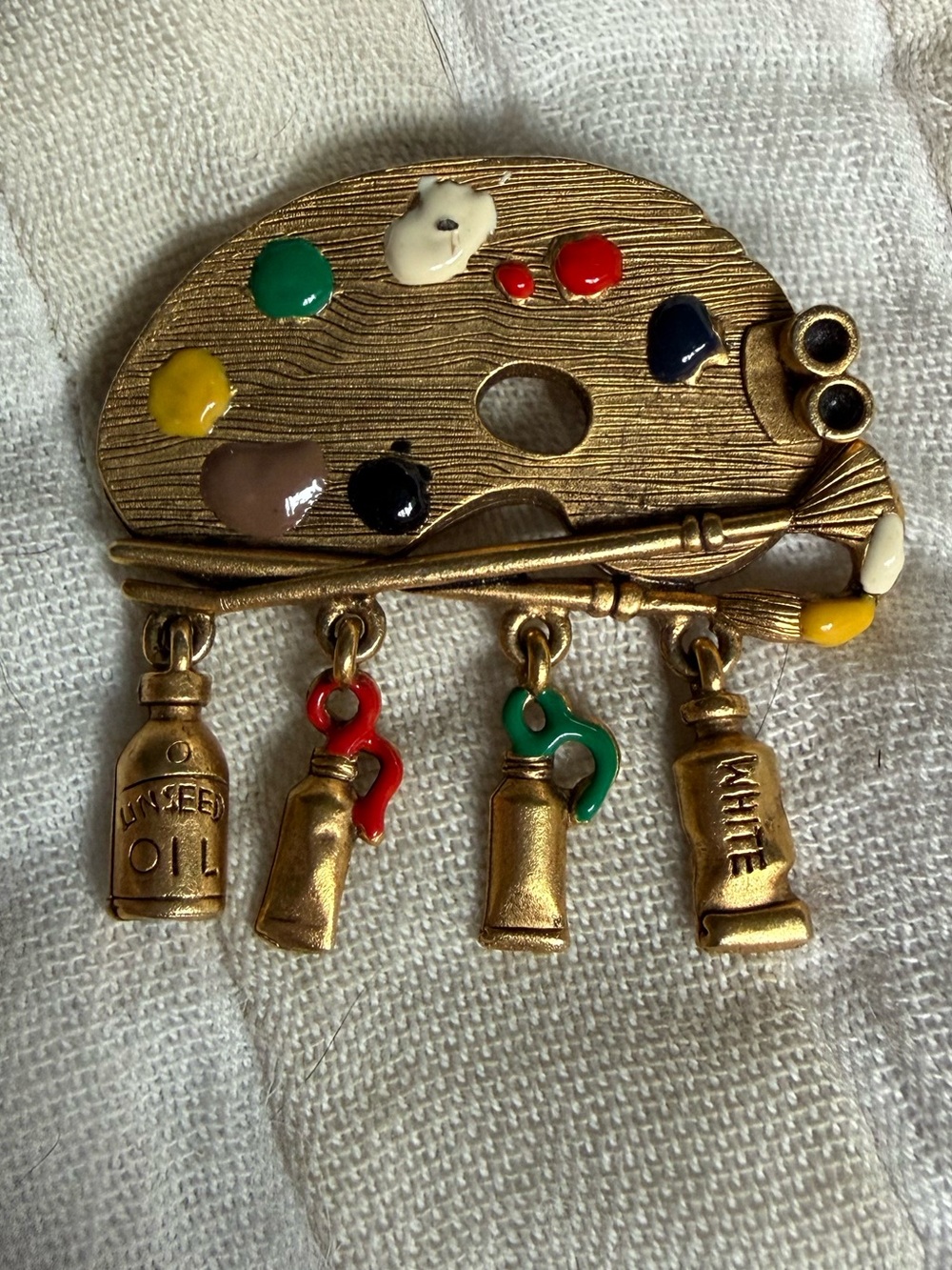 Vintage Danecraft artist palette pin brooch